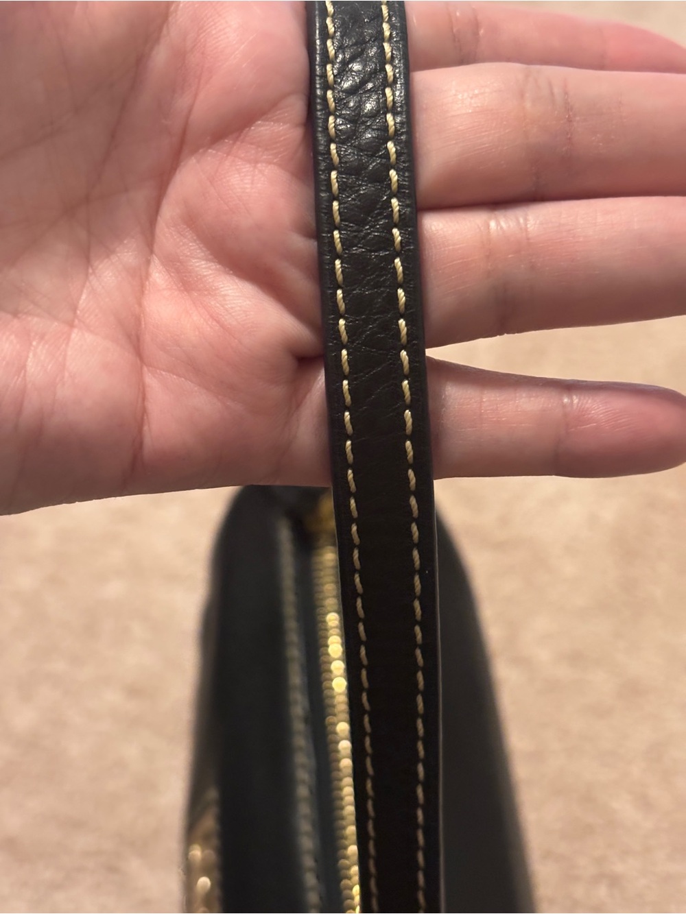 Dooney & Bourke Black Pebble Leather Mini Barrel Wristlet with Gold Hardware - Picture 8 of 11